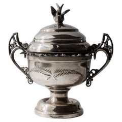 Vintage Silver Plated Footed Bowl with Lid by Warren Rogers, New York, 1930s