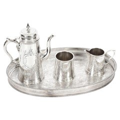 Vintage Silver Plated Four Piece Coffee Set 20th Century