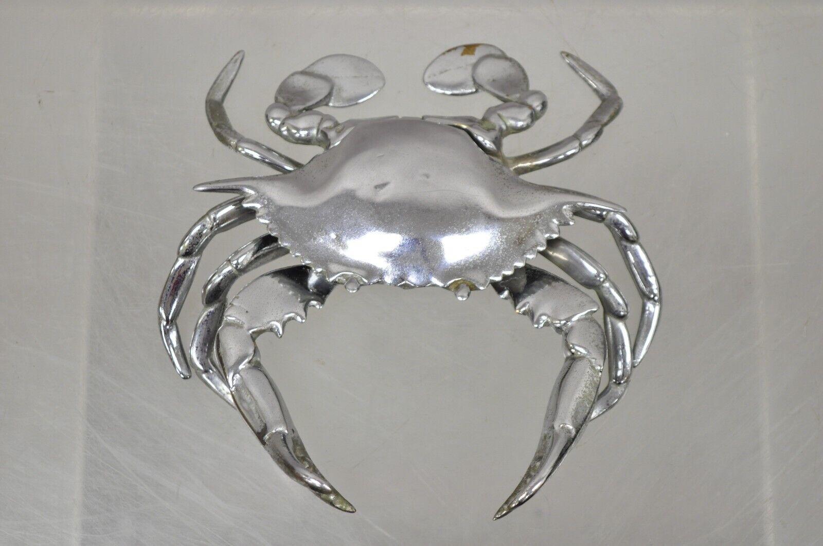 Vintage Silver Plated Full Crab Figural Inkwell Holder Caviar Bowl 5