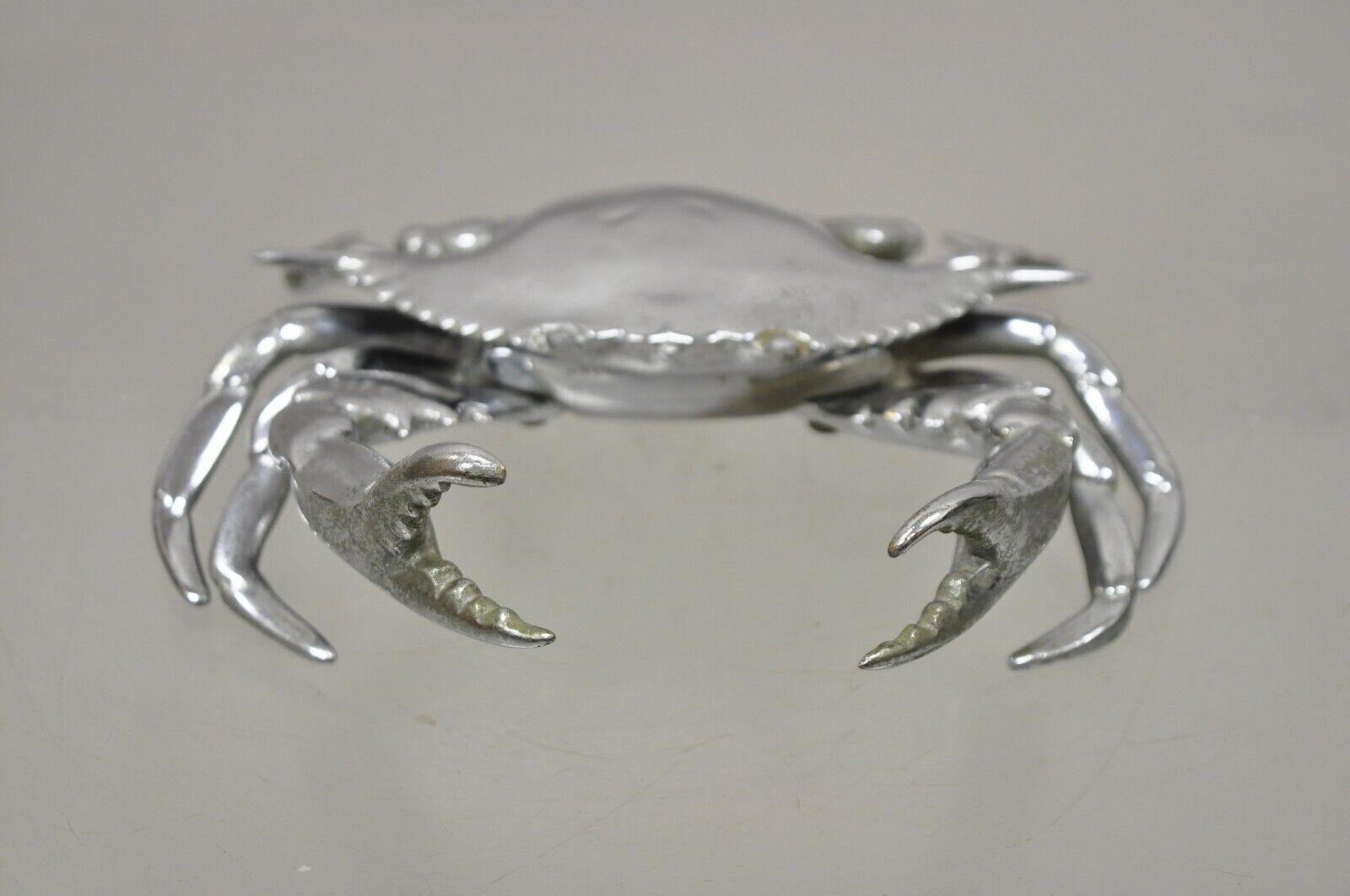 Modern Vintage Silver Plated Full Crab Figural Inkwell Holder Caviar Bowl