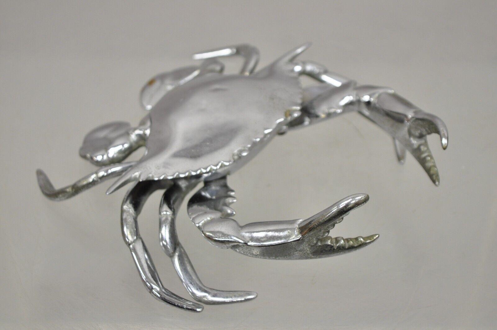 Vintage Silver Plated Full Crab Figural Inkwell Holder Caviar Bowl In Good Condition In Philadelphia, PA