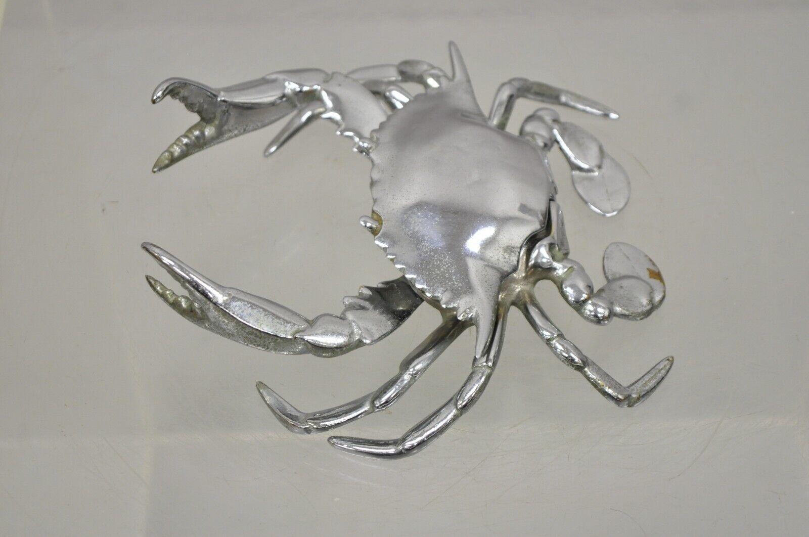 20th Century Vintage Silver Plated Full Crab Figural Inkwell Holder Caviar Bowl