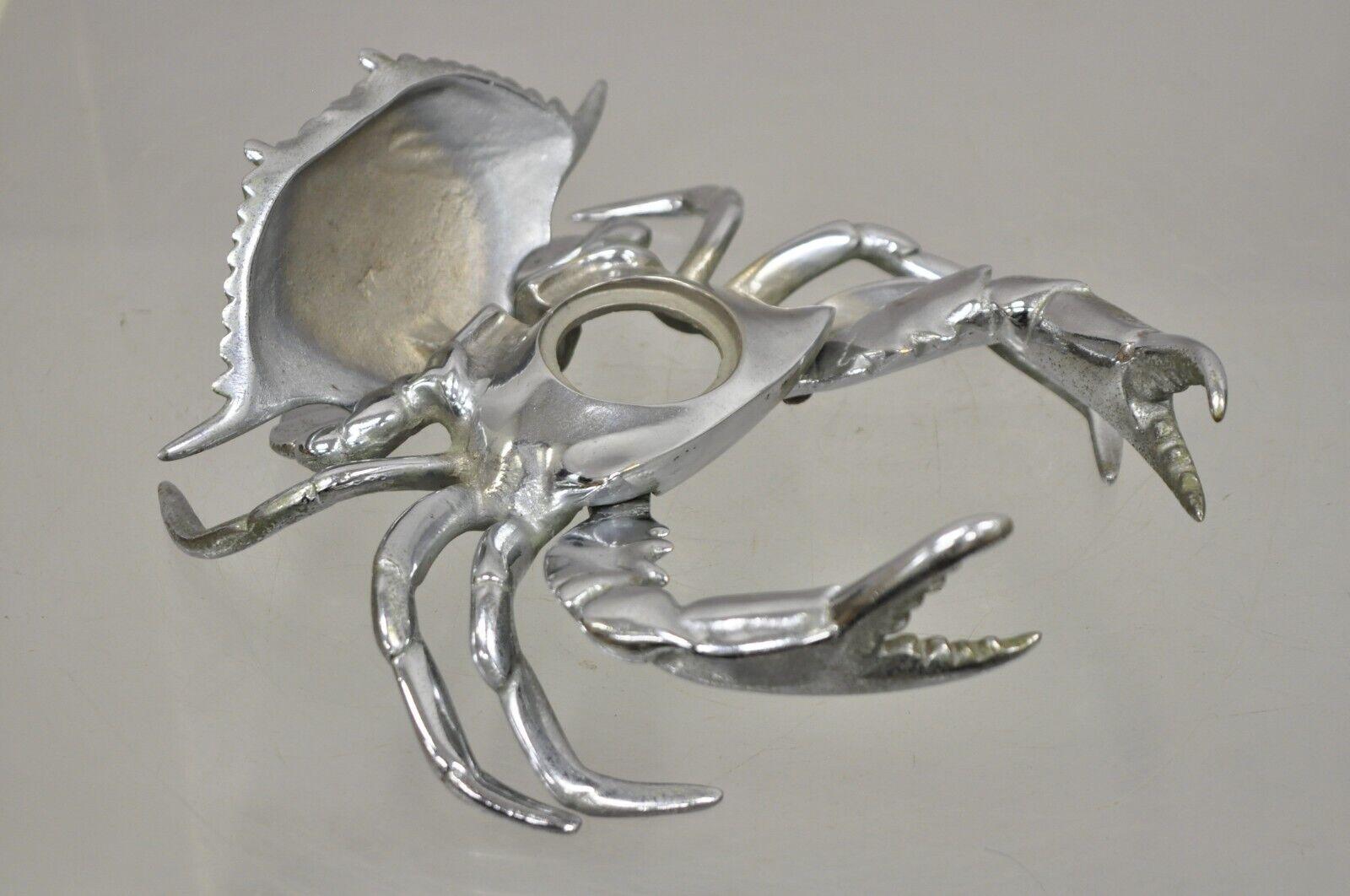 Vintage Silver Plated Full Crab Figural Inkwell Holder Caviar Bowl 1