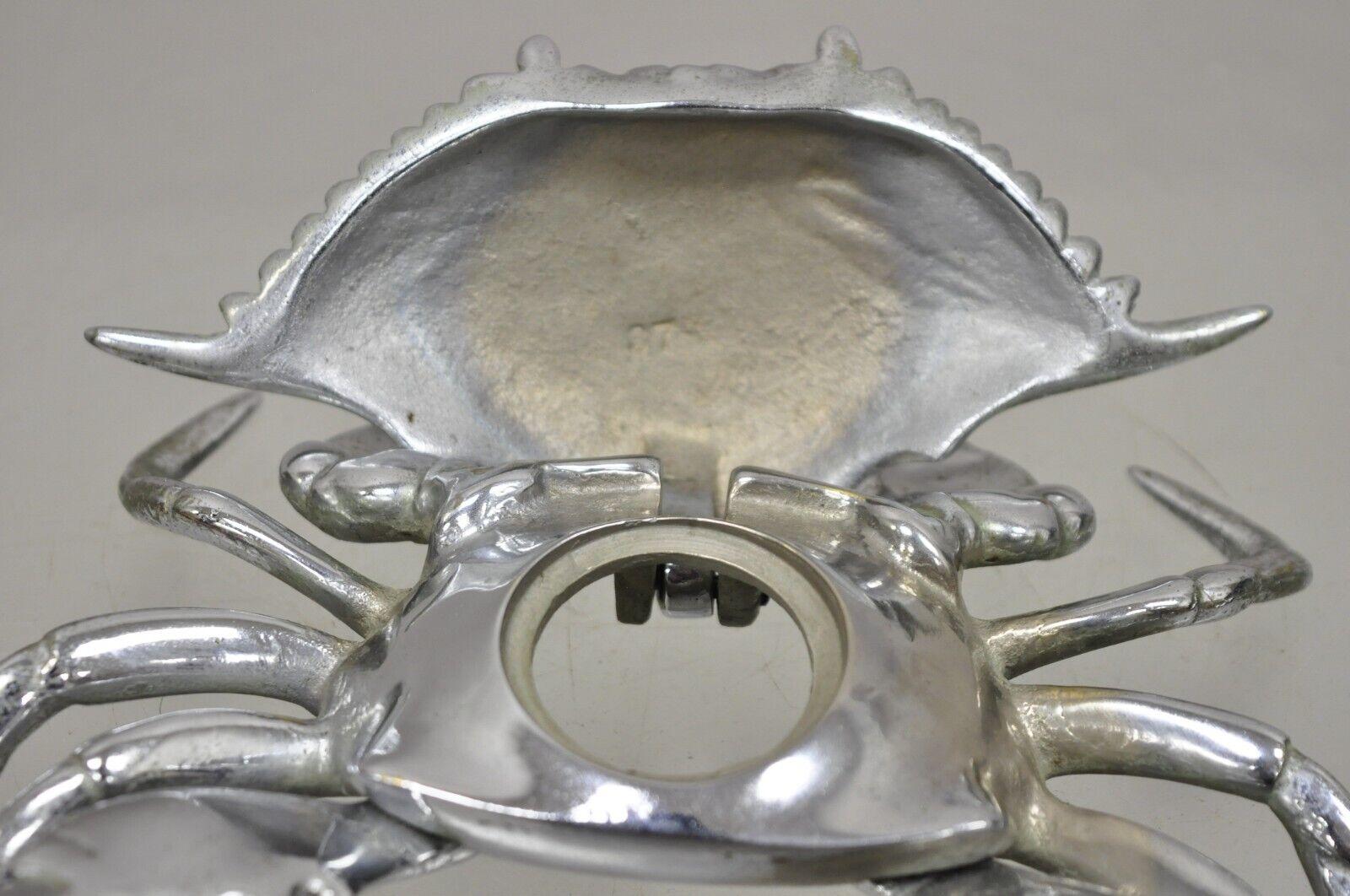 Vintage Silver Plated Full Crab Figural Inkwell Holder Caviar Bowl 2