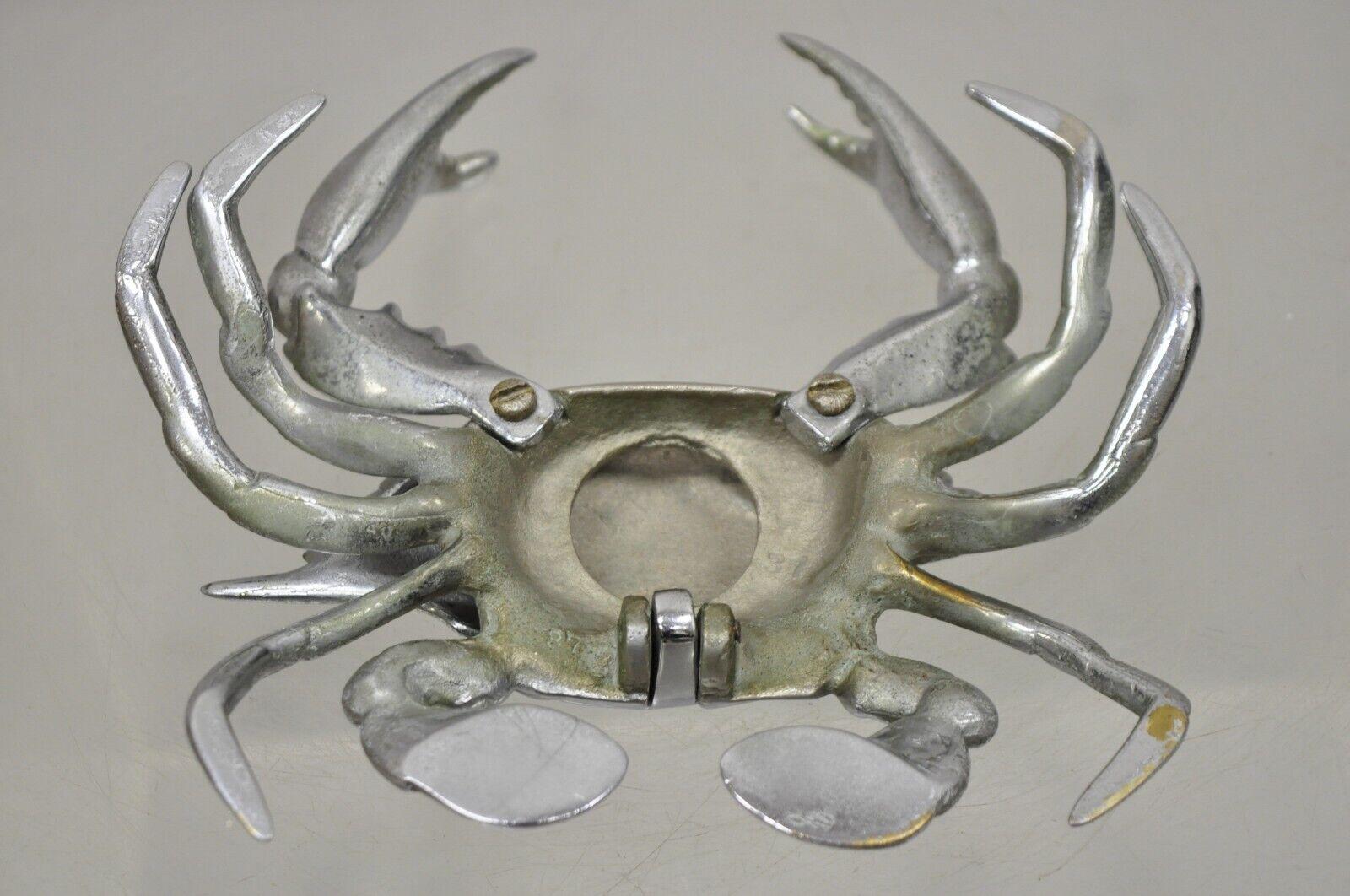 Vintage Silver Plated Full Crab Figural Inkwell Holder Caviar Bowl 3