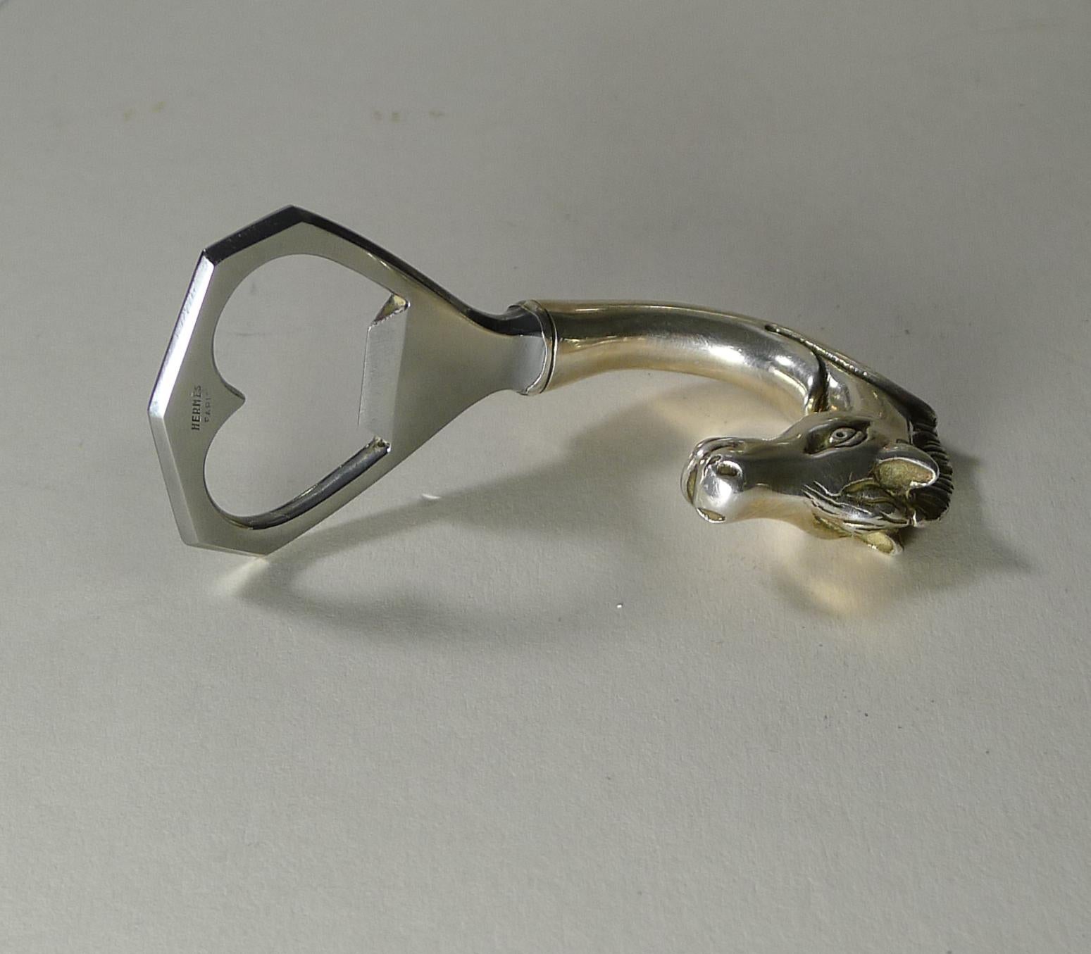 French Vintage Silver Plated Hermes, Paris, Horse / Equestrian Bottle Opener c.1980