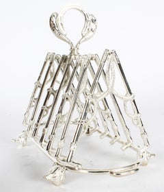 Vintage Silver Plated Hunting Toast Rack 20th Century