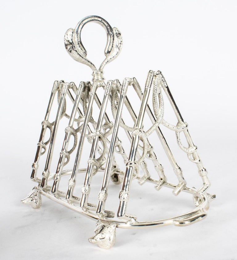 Vintage Silver Plated Hunting Toast Rack 20th Century at 1stDibs
