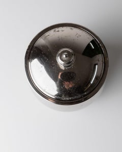 Vintage Silver-Plated Ice Bucket Glass Inlay Mid Century Design Italy, 60s