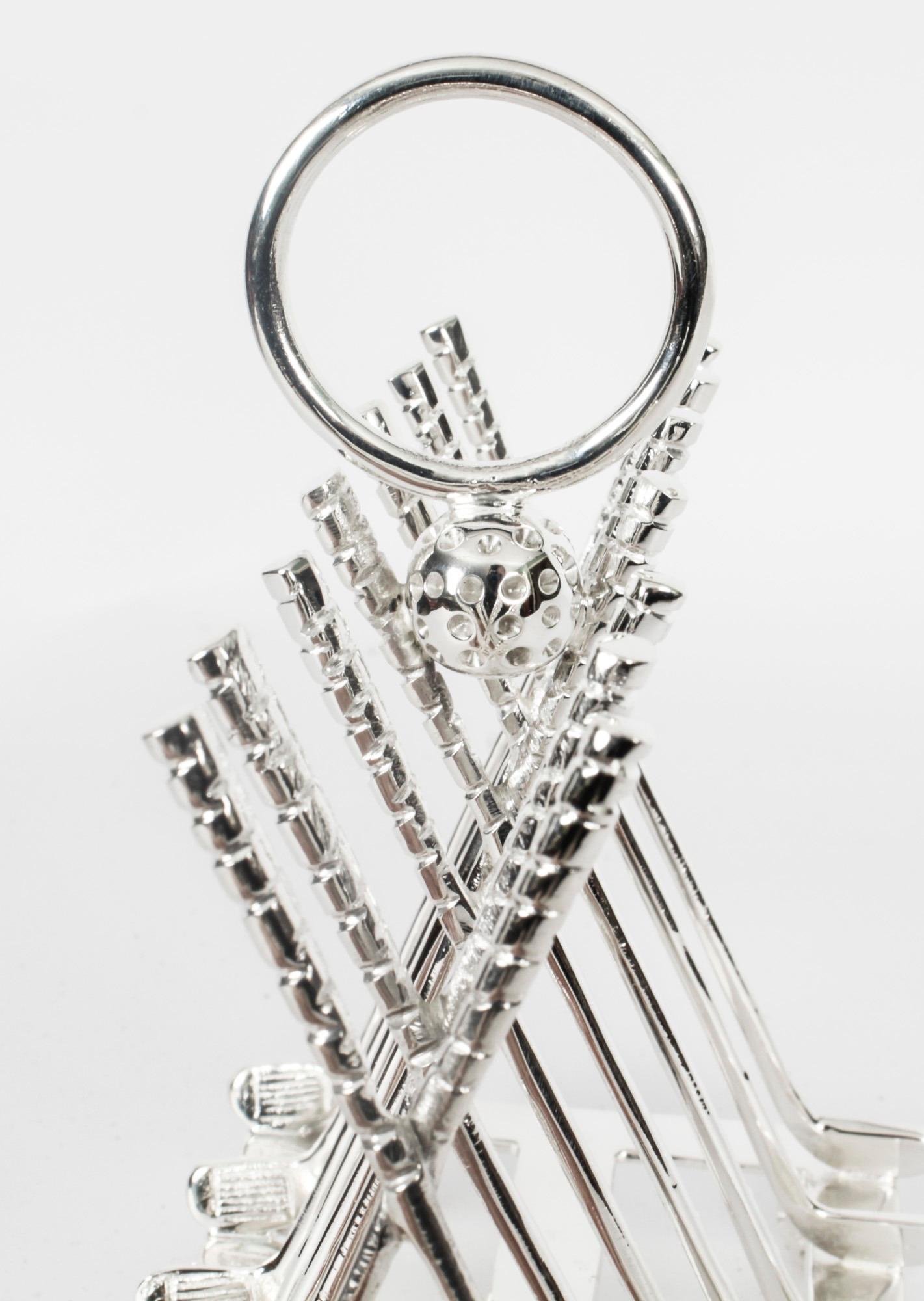 Vintage Silver Plated Letter Toast Rack Crossed Golf Clubs 20th Century en vente 3