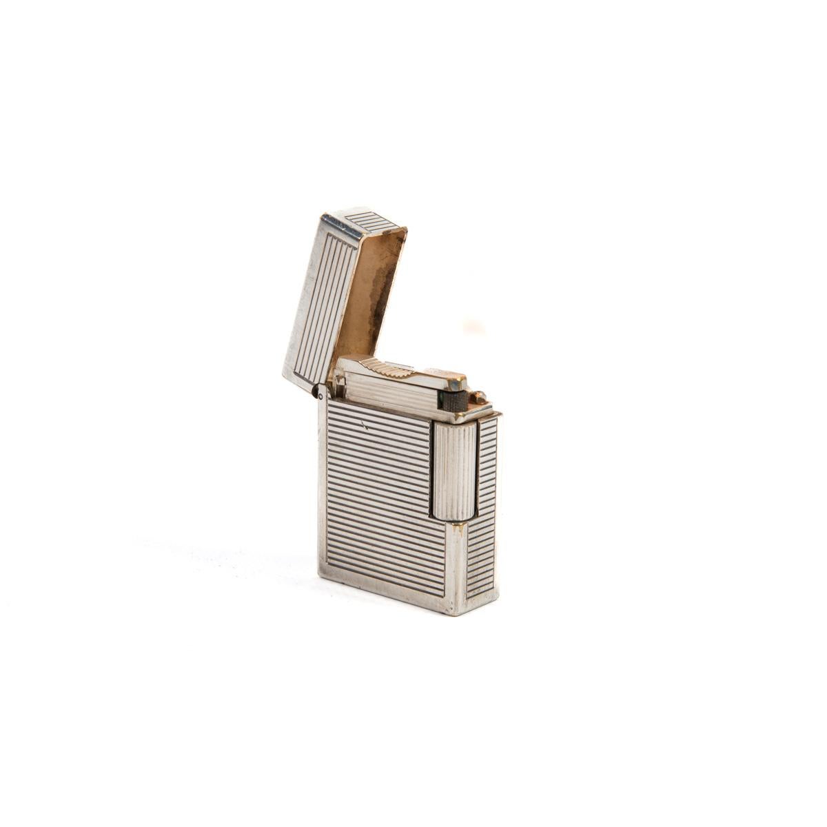 Women's or Men's Vintage Silver Plated Ligne 1 ST Dupont Lighter 1970s