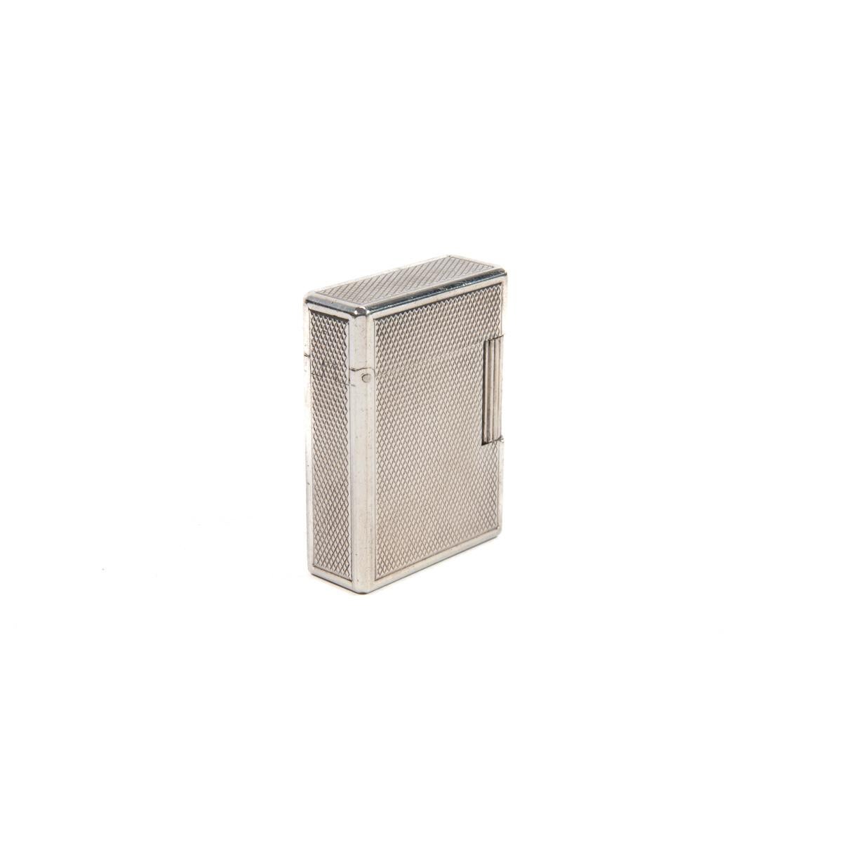 Vintage Silver Plated Ligne 1 ST Dupont Lighter diamond-cut 1970s 1