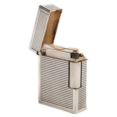 Vintage Silver Plated Ligne 1 ST Dupont Lighter Ribbon-cut 1970s