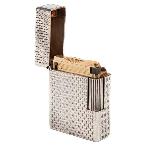Vintage Silver Plated Ligne 1 ST Dupont Lighter Ribbon-cut 1970s For ...