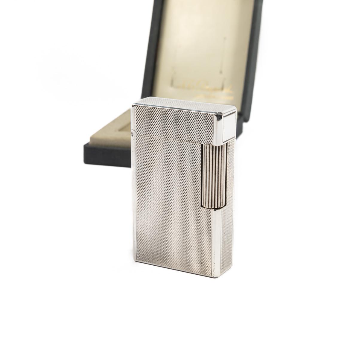 Vintage Silver Plated Linge 1 BR ST Dupont Lighter 1970s In Box In Good Condition In DELFT, NL
