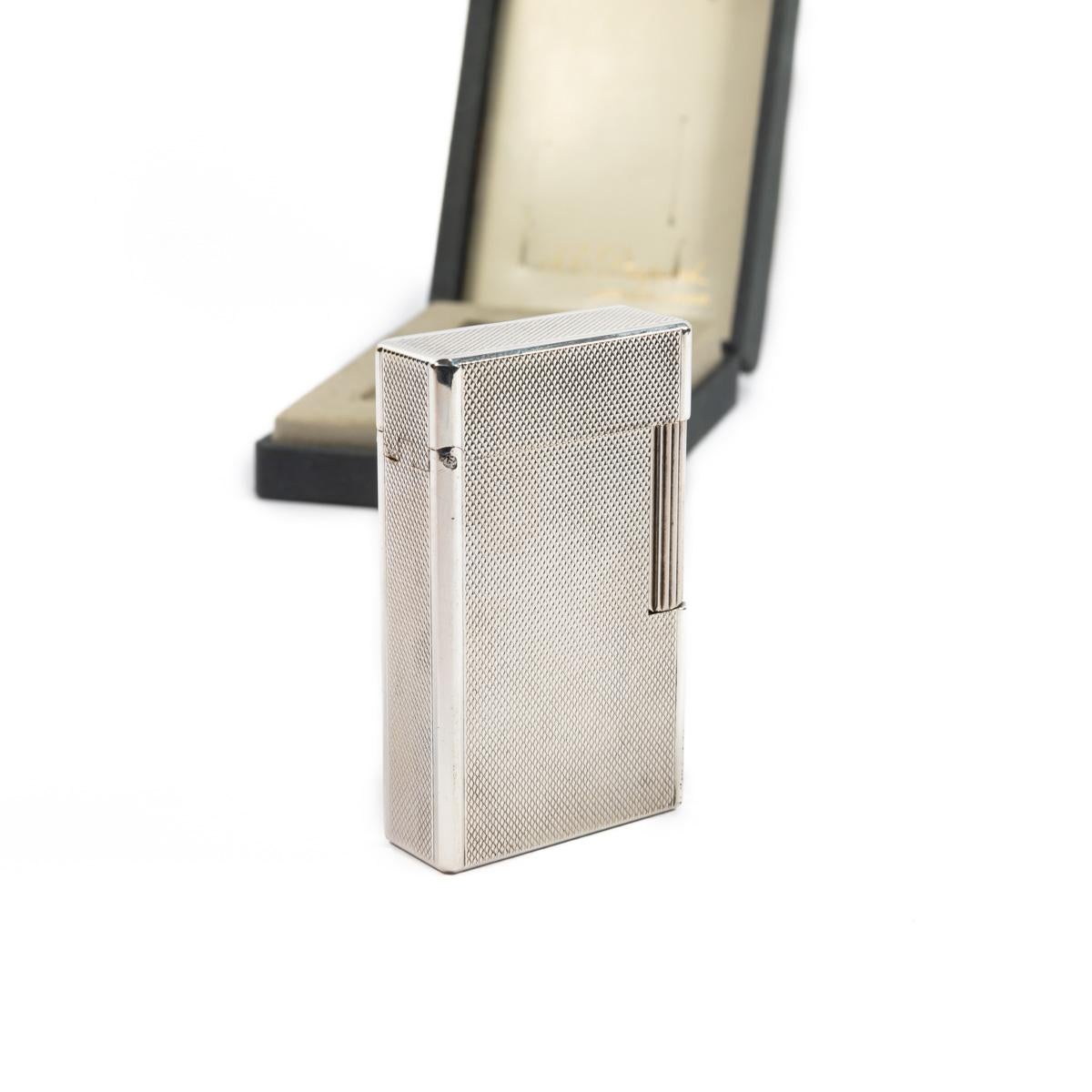 Vintage Silver Plated Linge 1 BR ST Dupont Lighter 1970s In Box 2