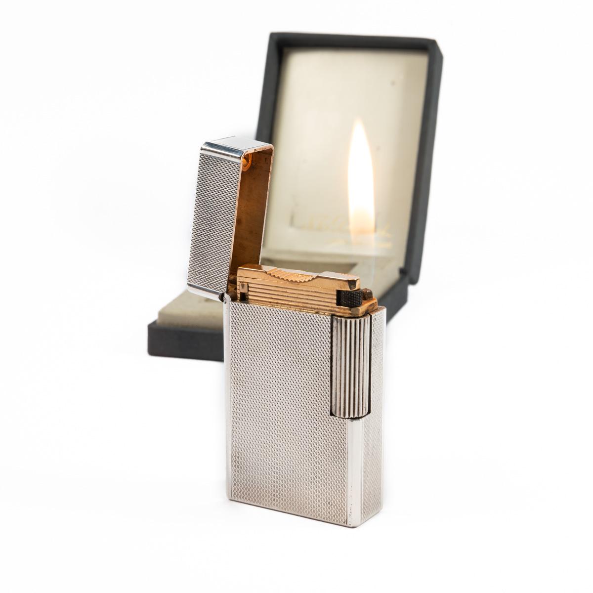 Vintage Silver Plated Linge 1 BR ST Dupont Lighter 1970s In Box 3