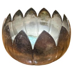 Vintage Silver-Plated Lotus Flower Bowl Produced by Reed & Barton Mid Century