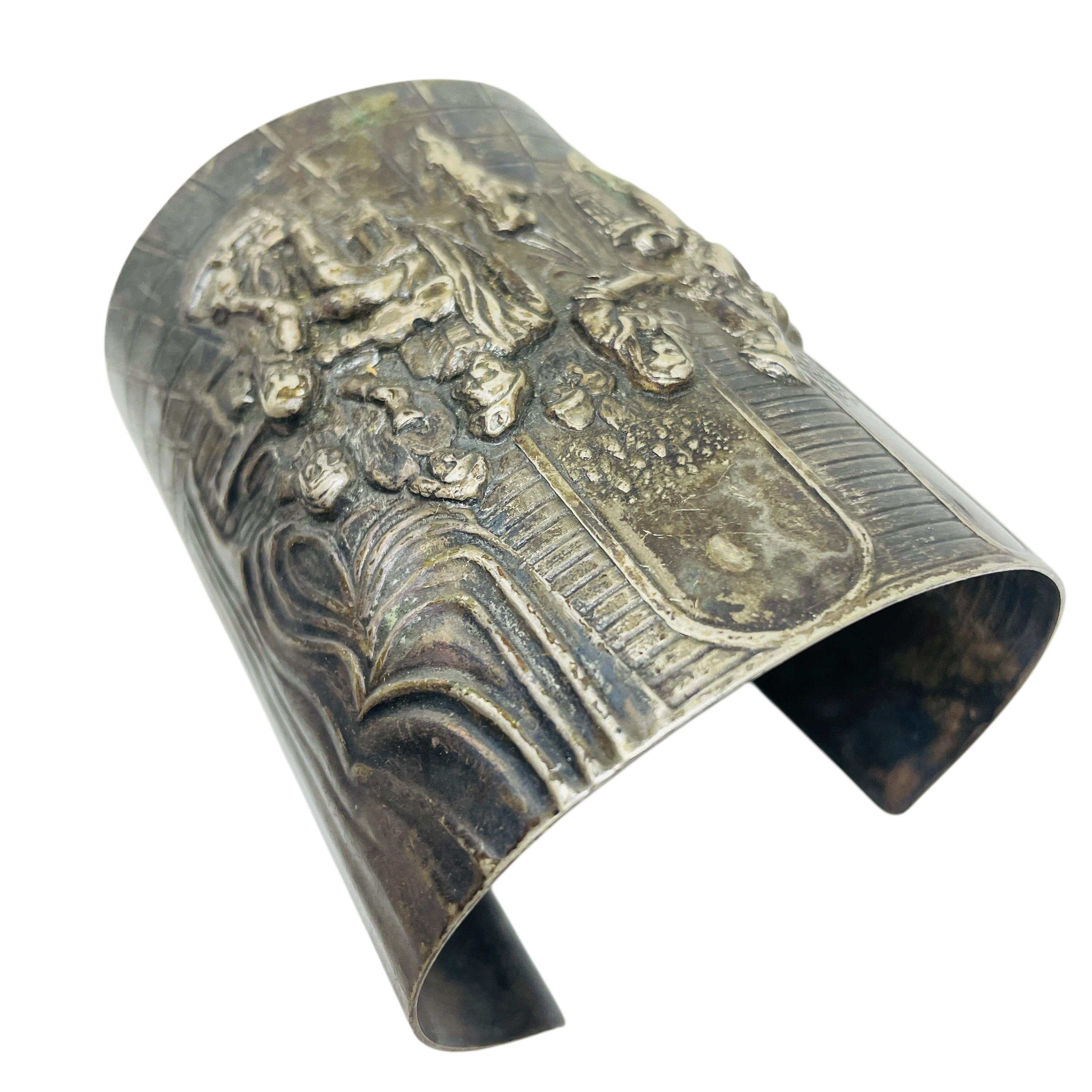 Vintage silver plated made in DENMARK massive wide cuff bracelet en vente 1