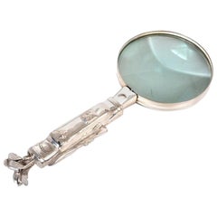Vintage Silver Plated Magnifying Glass Golf Bag Handle, 20th Century