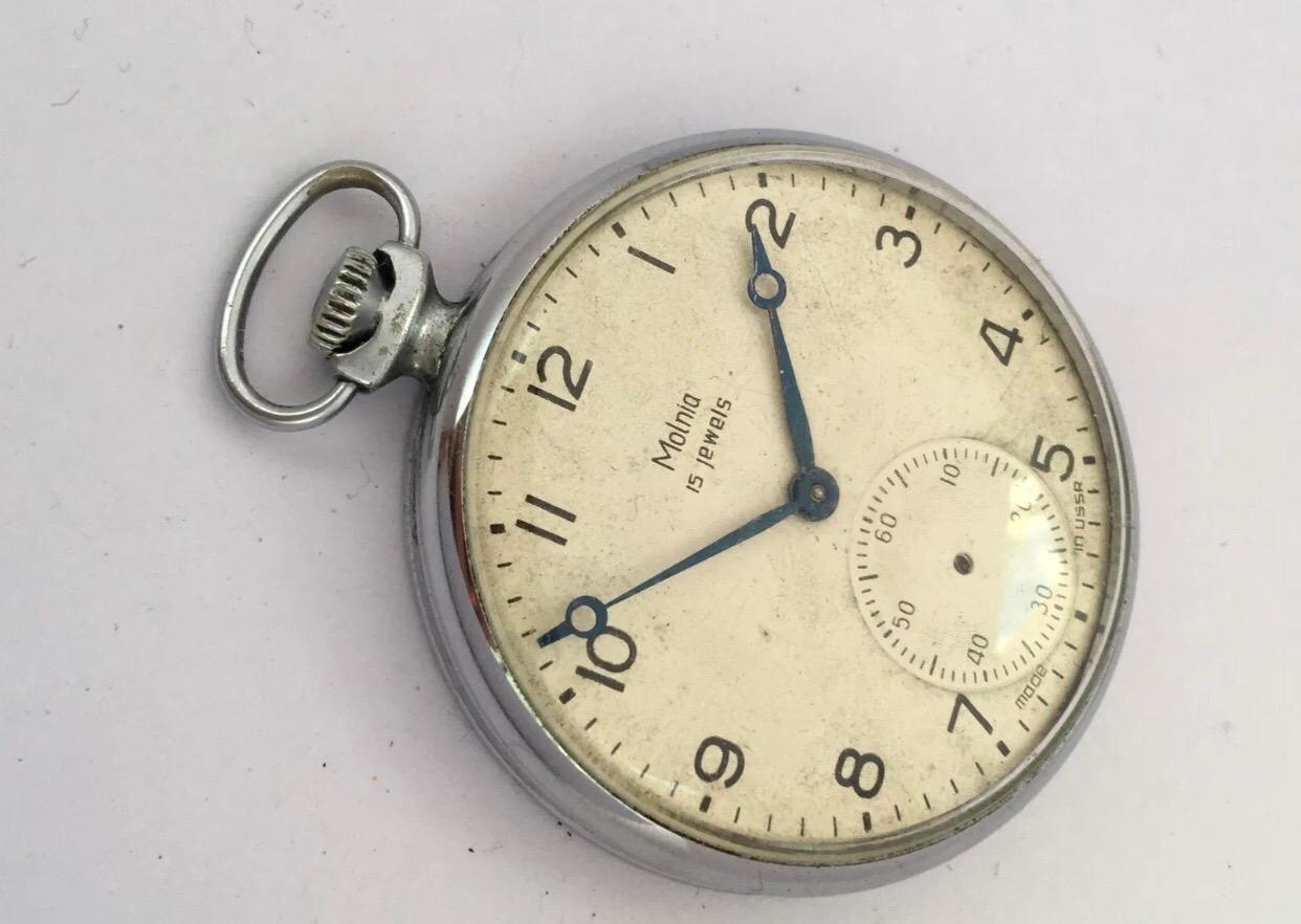Vintage Silver Plated Mechanical Dress Pocket Watch For Sale 1