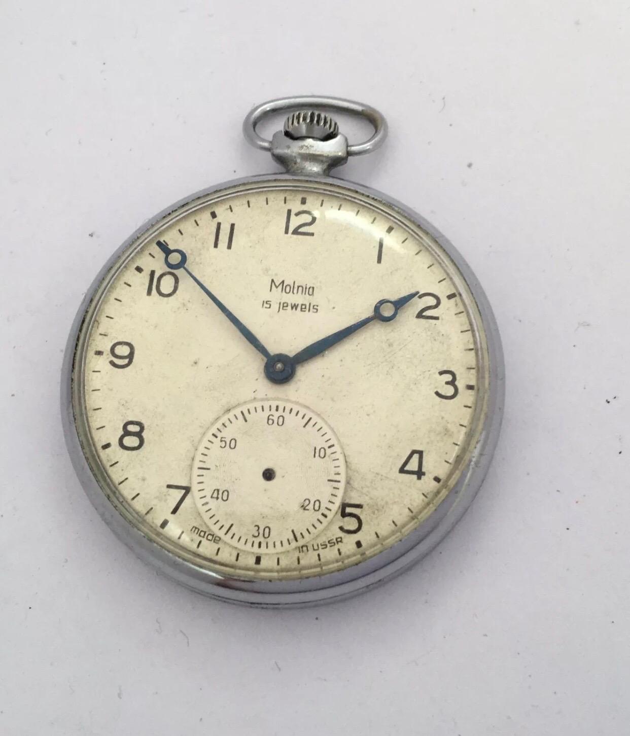 Vintage Silver Plated Mechanical Dress Pocket Watch For Sale 2