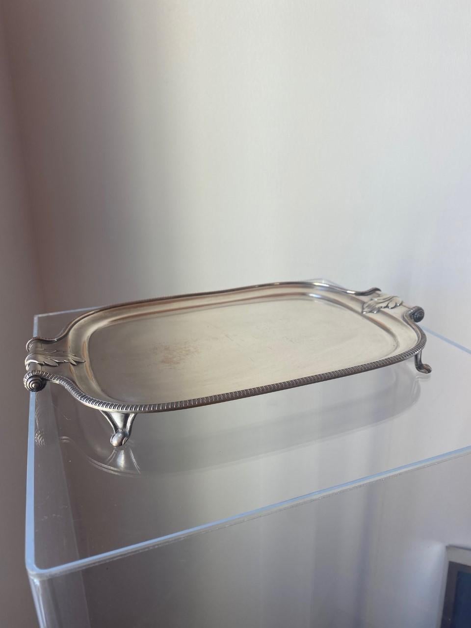 English Vintage Silver Plated Menorah Tray with Handles Made in England For Sale