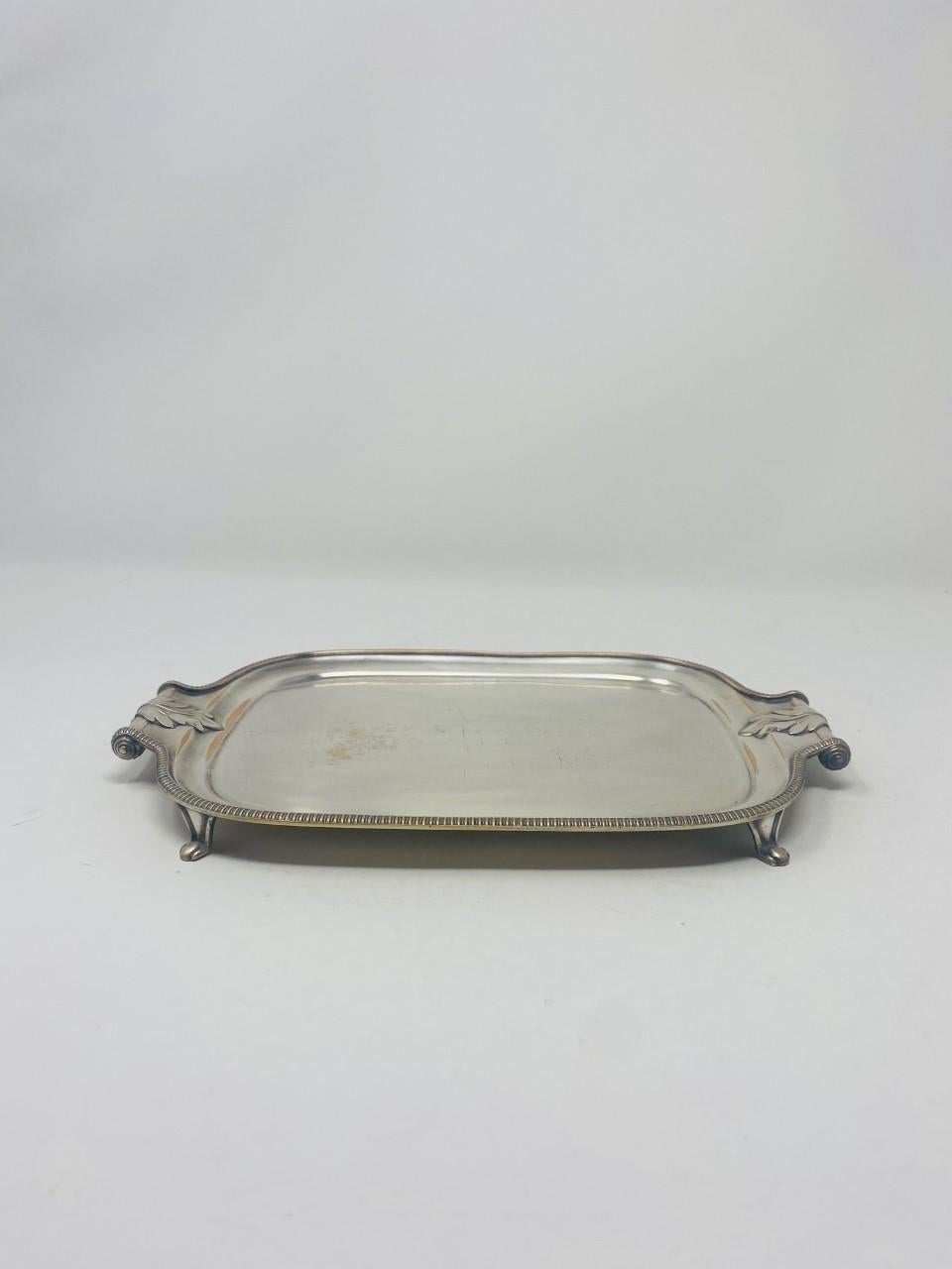 Vintage Silver Plated Menorah Tray with Handles Made in England In Good Condition For Sale In San Diego, CA
