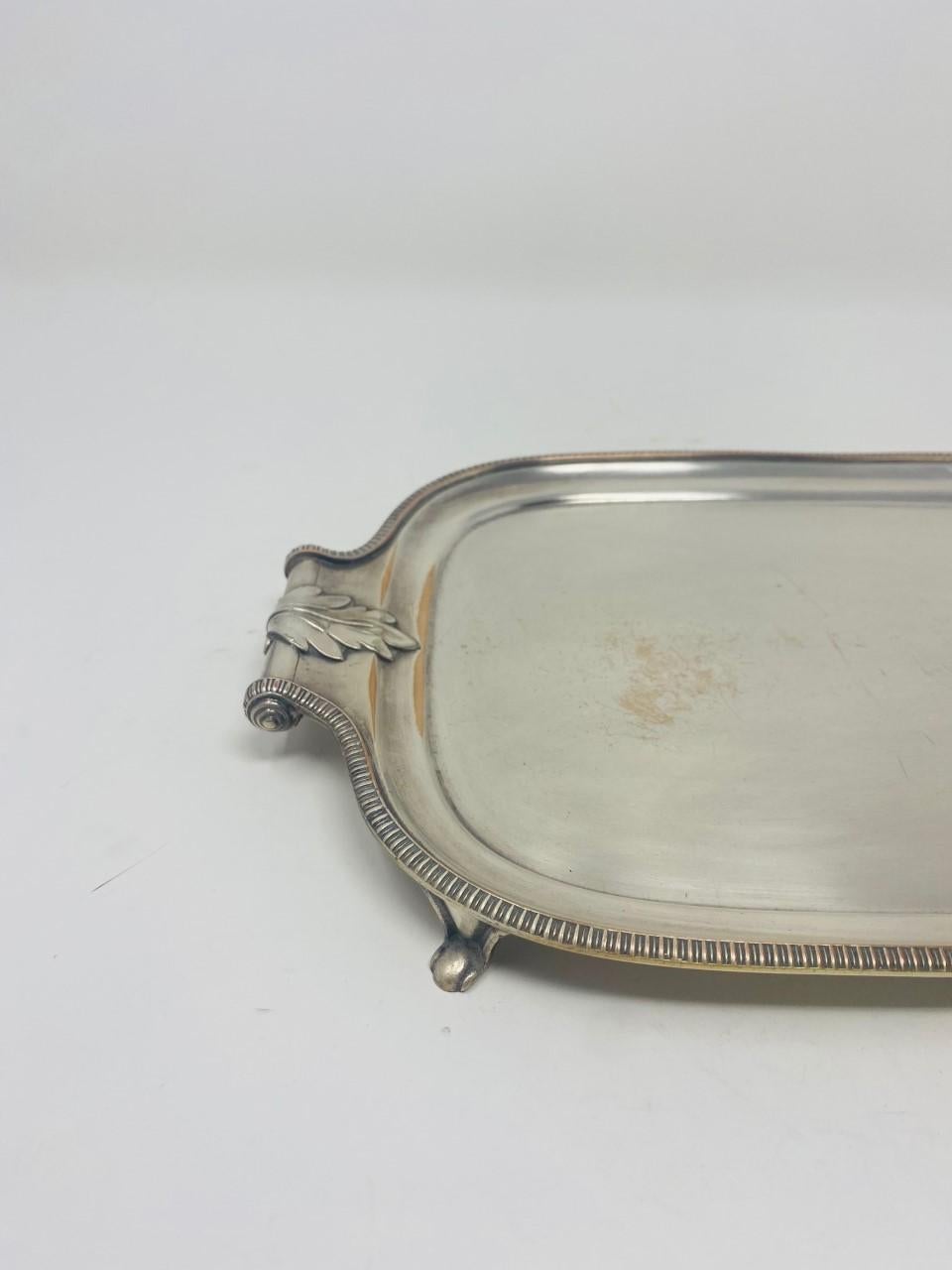 Mid-20th Century Vintage Silver Plated Menorah Tray with Handles Made in England For Sale