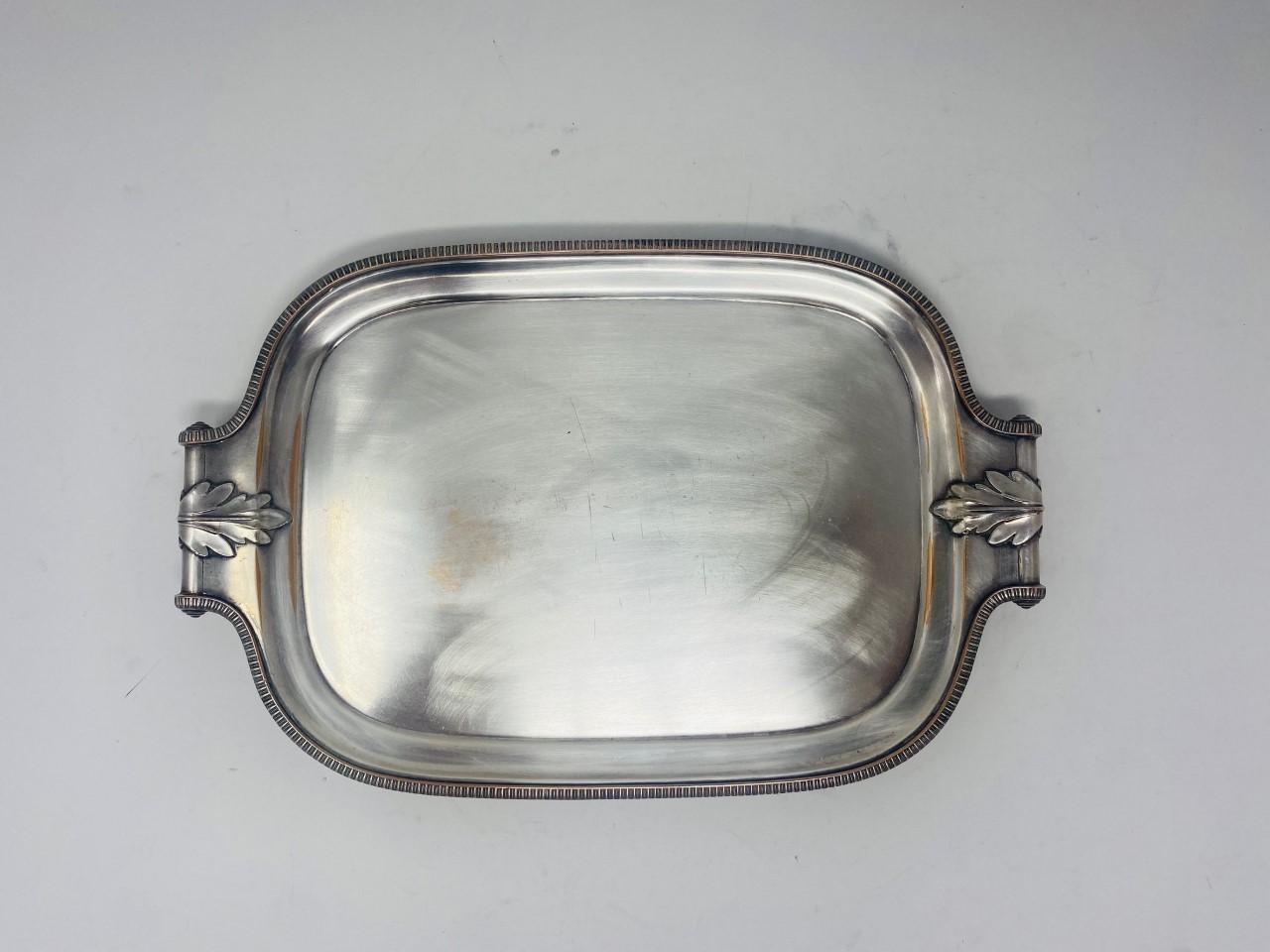 Vintage Silver Plated Menorah Tray with Handles Made in England For Sale 1