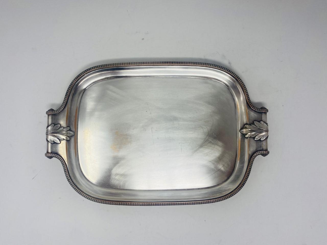 Mid-20th Century Vintage Silver Plated Menorah Tray with Handles Made in England