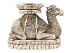 Vintage Silver-Plated Metal Camel Figurine Stand
