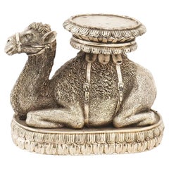 Vintage Silver-Plated Metal Camel Figurine Stand