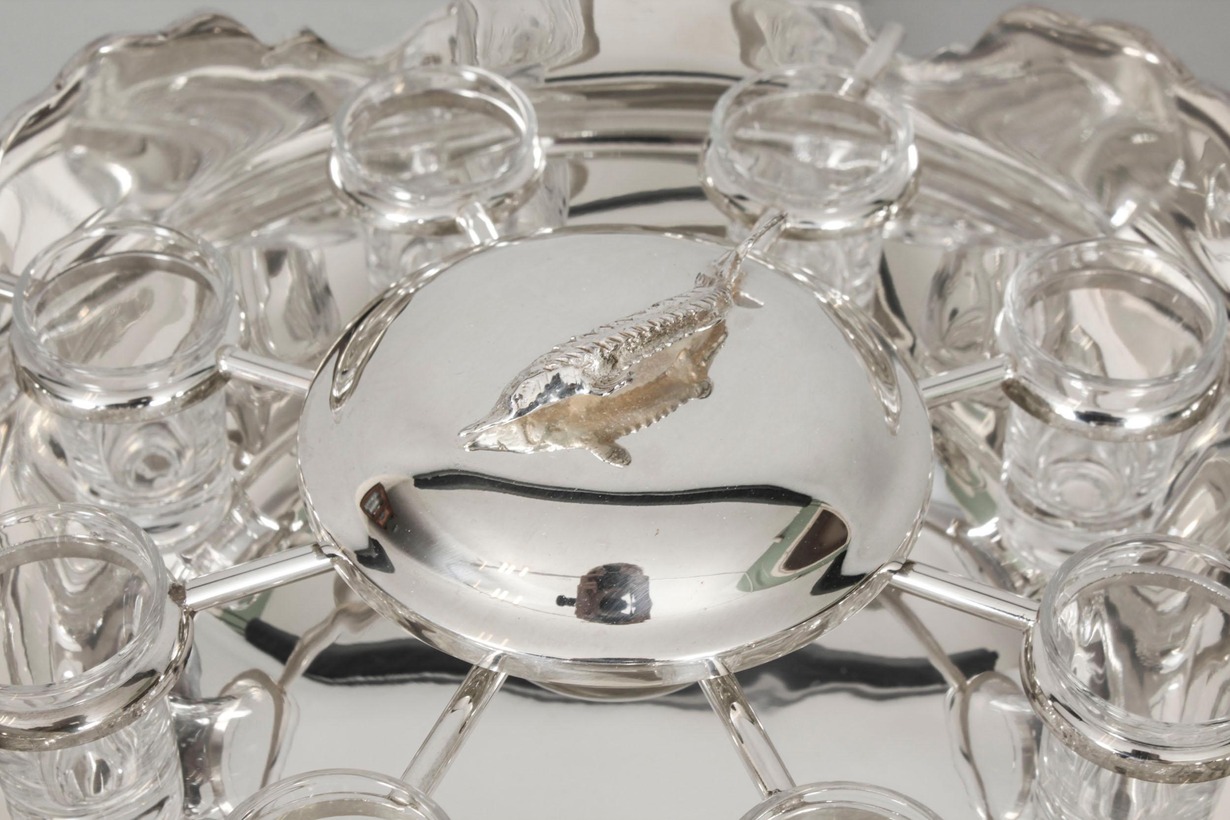 Vintage Silver Plated Monteith Caviar & Vodka Set Cooler 20th C In Good Condition For Sale In London, GB