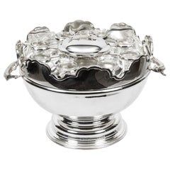 Vintage Silver Plated Monteith Caviar and Vodka Set Cooler, 20th Century
