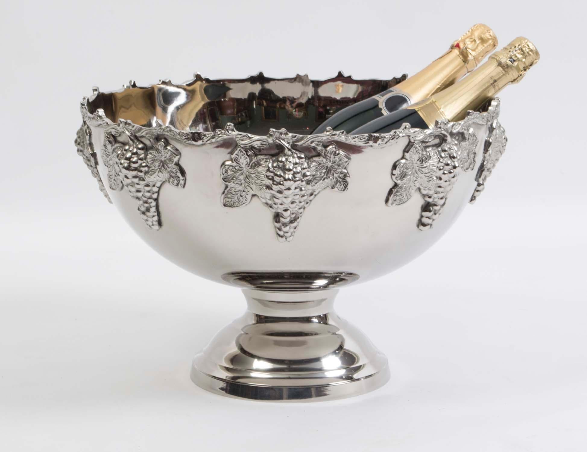 Vintage Silver Plated Monteith Punch Bowl Champagne Cooler 20th Century For Sale 5