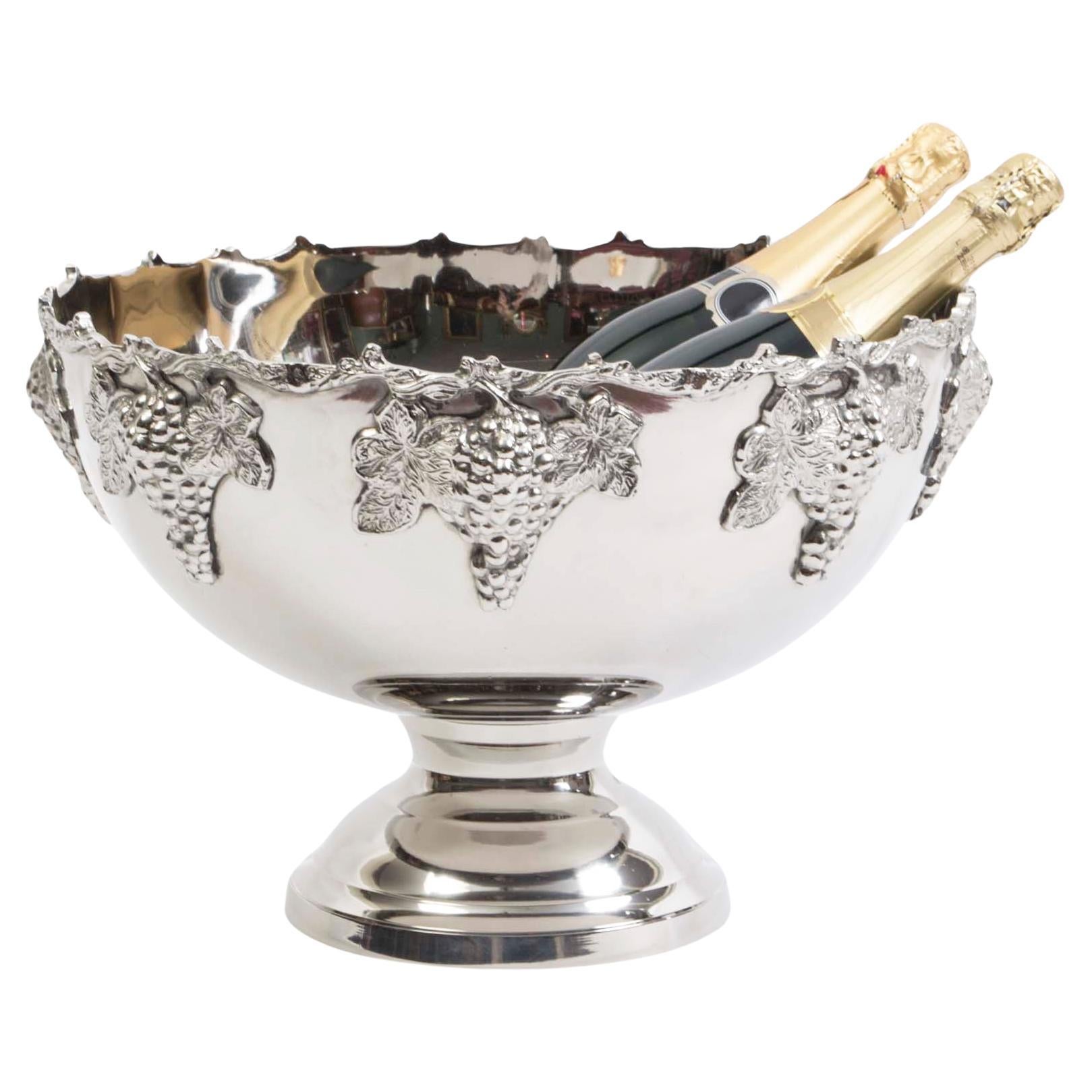 Vintage Silver Plated Monteith Punch Bowl Champagne Cooler 20th Century For Sale