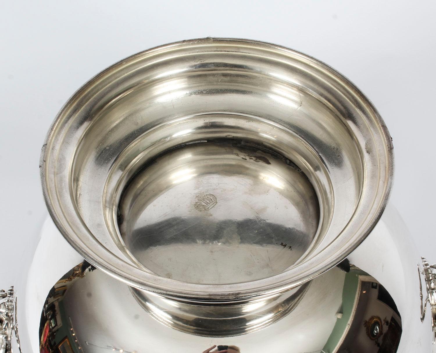 Vintage Silver Plated Monteith Punch Bowl Cooler, 20th Century 7