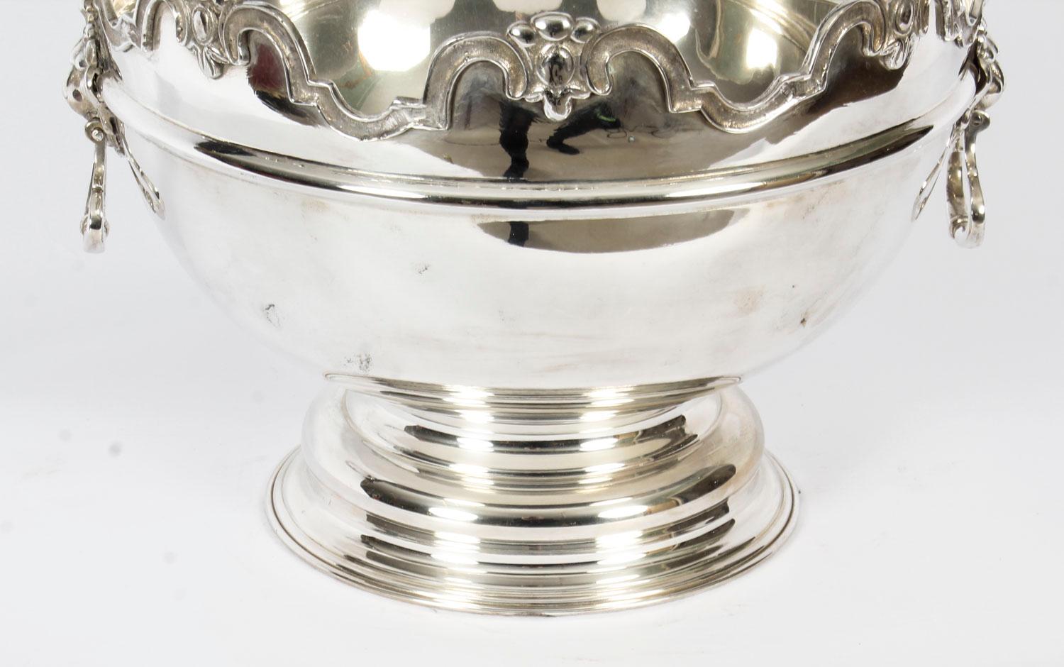 Vintage Silver Plated Monteith Punch Bowl Cooler, 20th Century 1