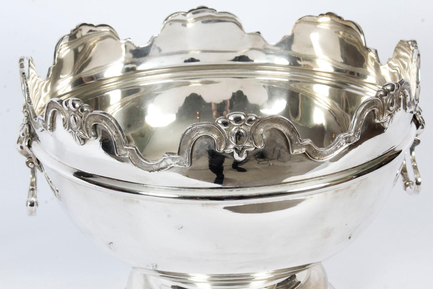 Vintage Silver Plated Monteith Punch Bowl Cooler, 20th Century 5