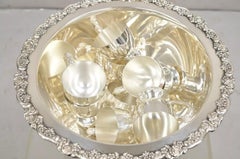Vintage Silver Plated Oneida Punch Bowl Set 10 Crescent Cups - 11 Pc Set