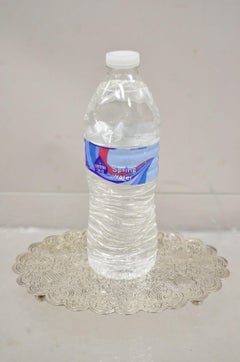 Vintage Silver Plated Oval Etched Decorated Table Hot Plate Trivet