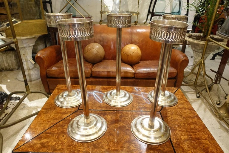 Vintage Silver Plated Patterned Ice Bucket Stands, French at 1stDibs