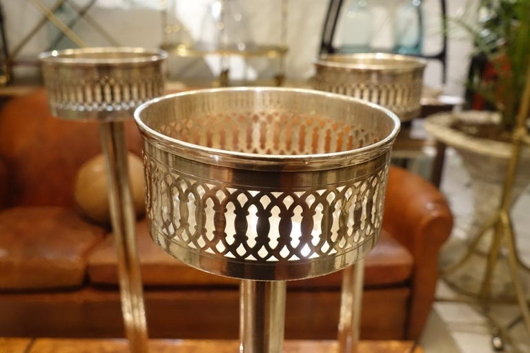 Vintage Silver Plated Patterned Ice Bucket Stands, French at 1stDibs