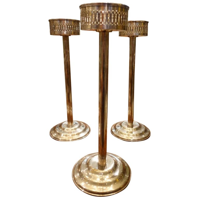 Vintage Silver Plated Patterned Ice Bucket Stands, French at 1stDibs