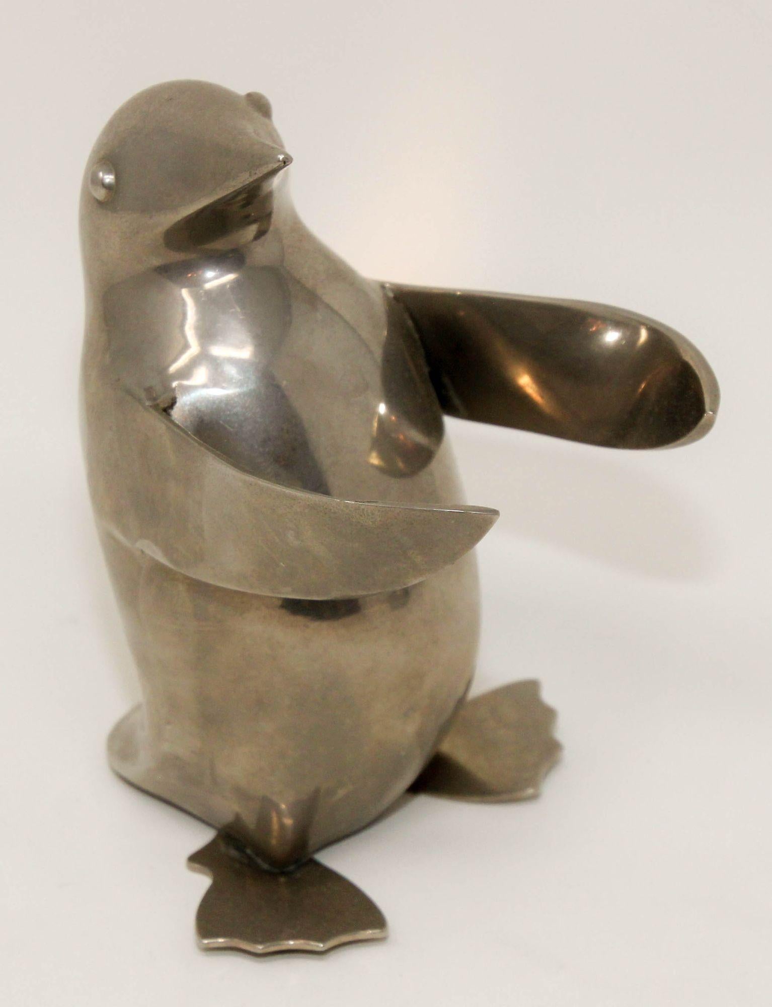 Vintage Silver Plated Penguin Paperweight Shelf Decor 2