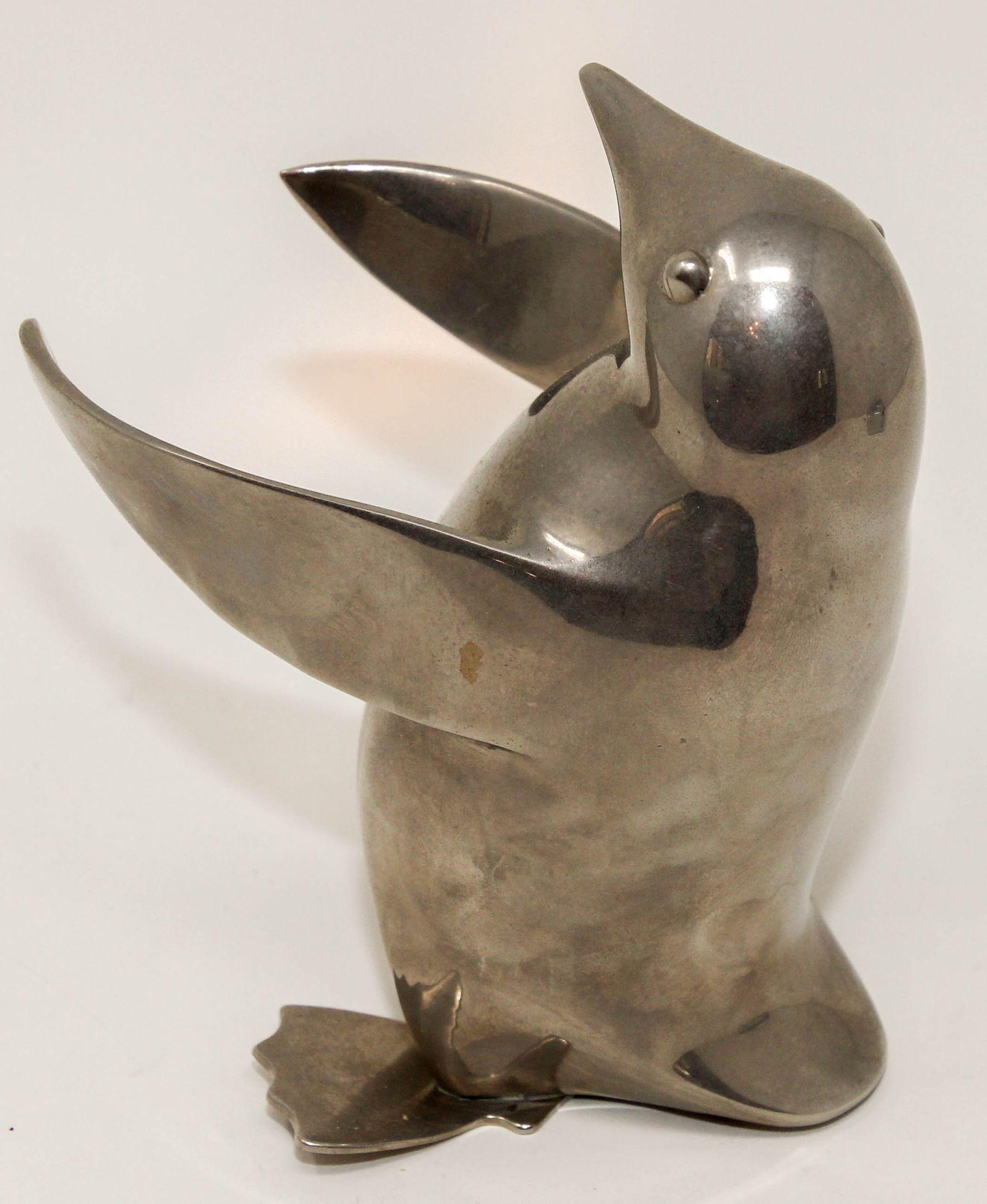 American Vintage Silver Plated Penguin Paperweight Shelf Decor