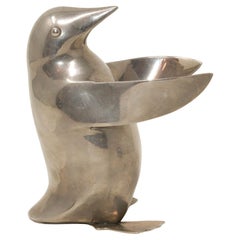 Vintage Silver Plated Penguin Paperweight Shelf Decor