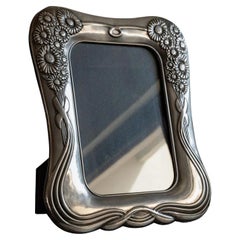 Vintage Silver Plated Picture Frame, Art Deco Floral Design, 1970s