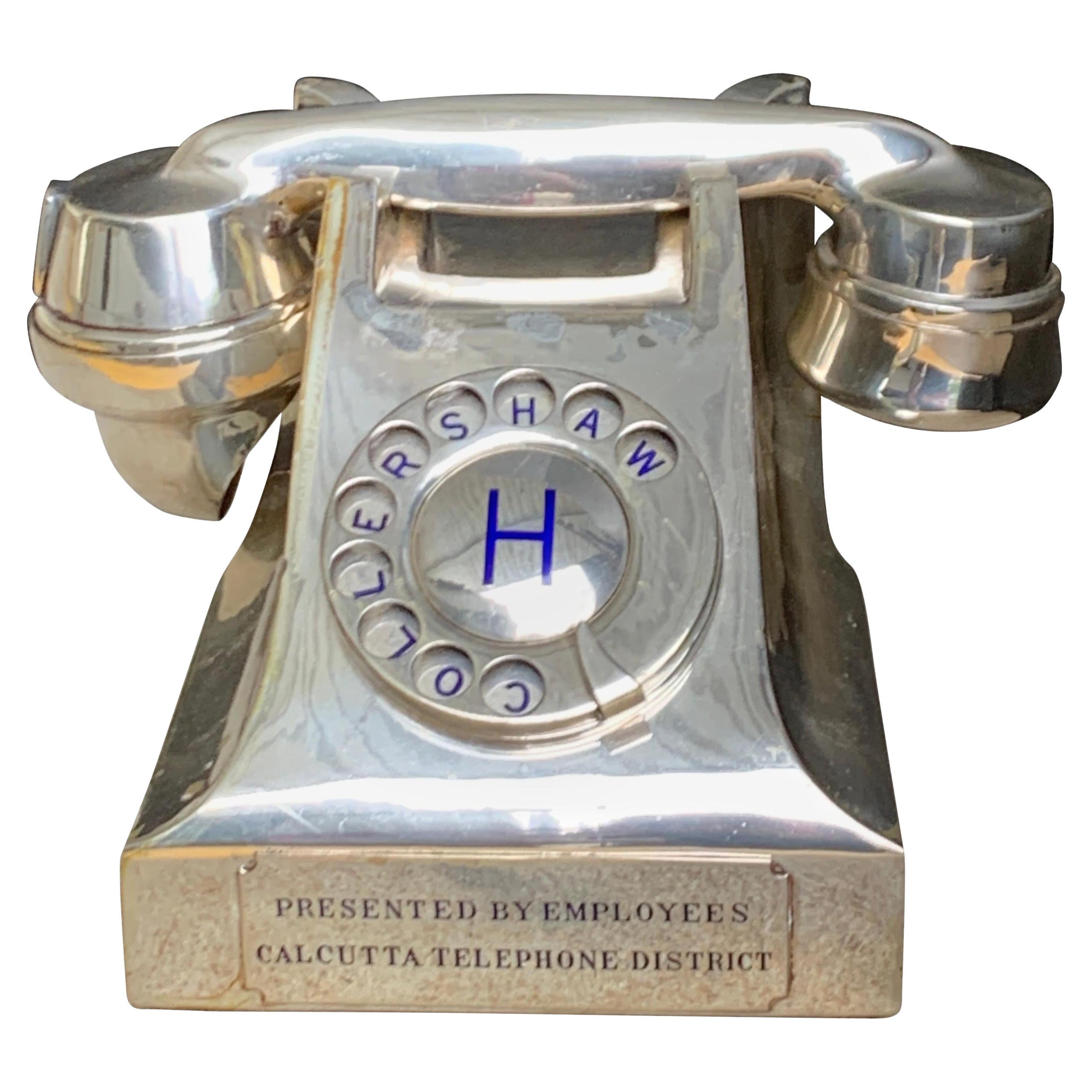 Vintage Silver Plated Presentation Intercom Telephone